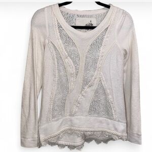Angel of the north shirt Anthropologie ivory lace soft terry cloth